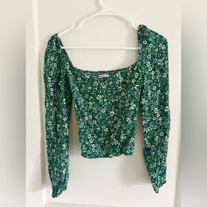 Reformation Reign Top - Green floral